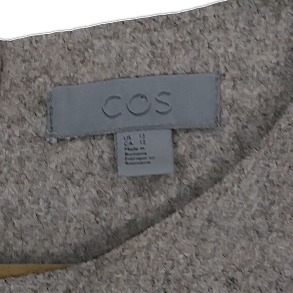 COS US Sz 12 Beige Wool Blend Minimalist Sleeveless Jumper Dress Light Academia - Picture 2 of 7